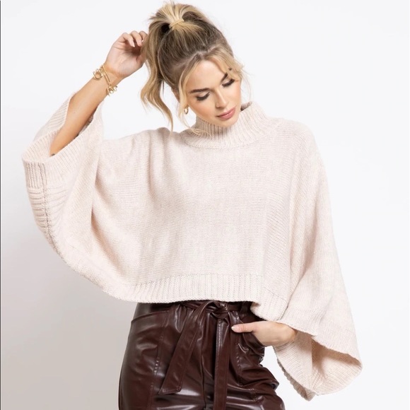 Bishop + Young Cream Mock Neck Pullover Sweater - Picture 3 of 7